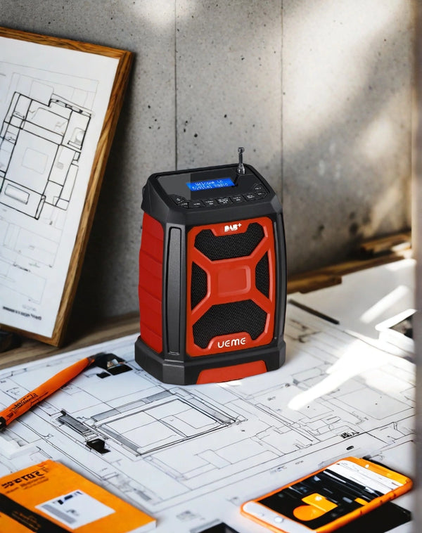 Mini Baustellenradio Mit Akku Aufladbar, Tragbares DAB Plus/FM Radio Mit Bluetooth Lautsprecher